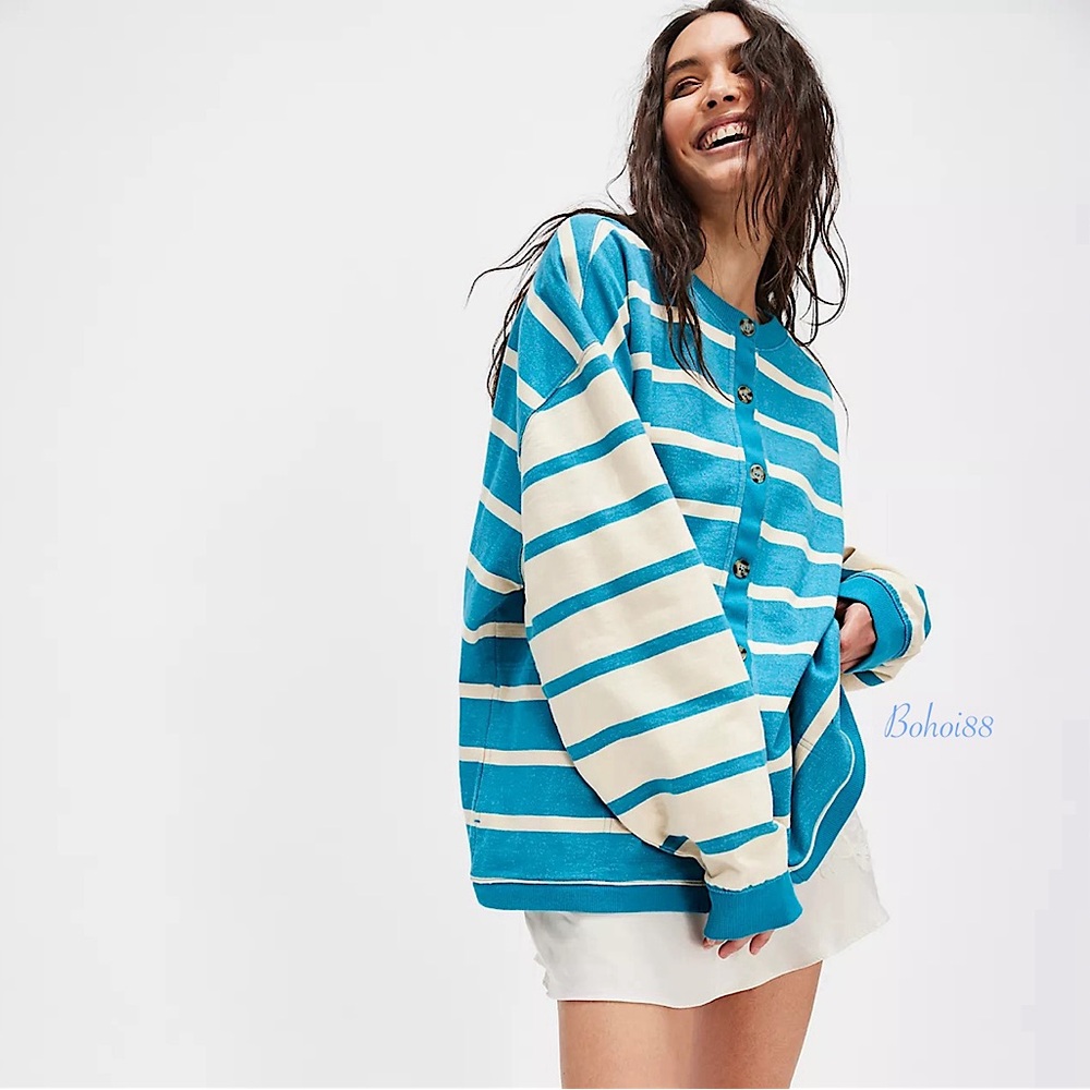 NEW Free People Classic Striped Cardigan